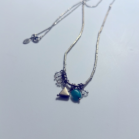 Dainty Boho Gold, Silver, Teal Long Necklace - Picture 4 of 4